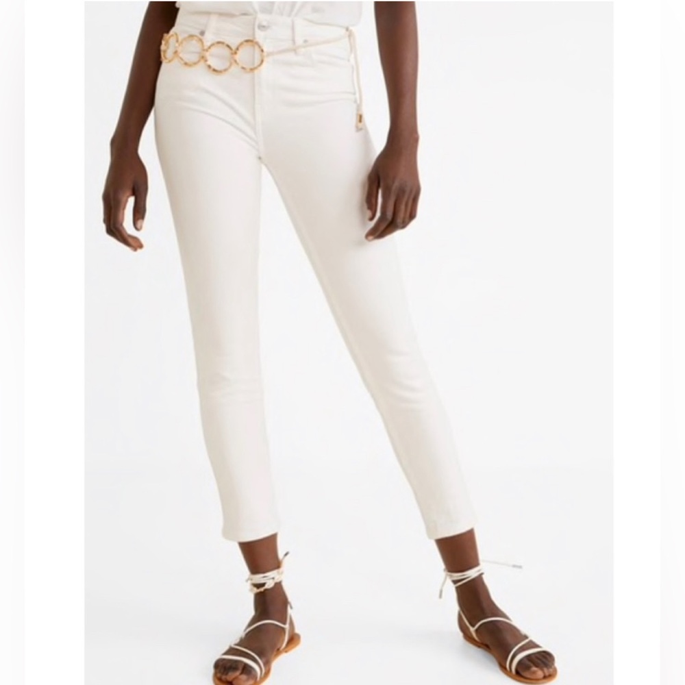 Mango Sculpt Cropped Hi-Rise Skinny Jeans Size 4 White